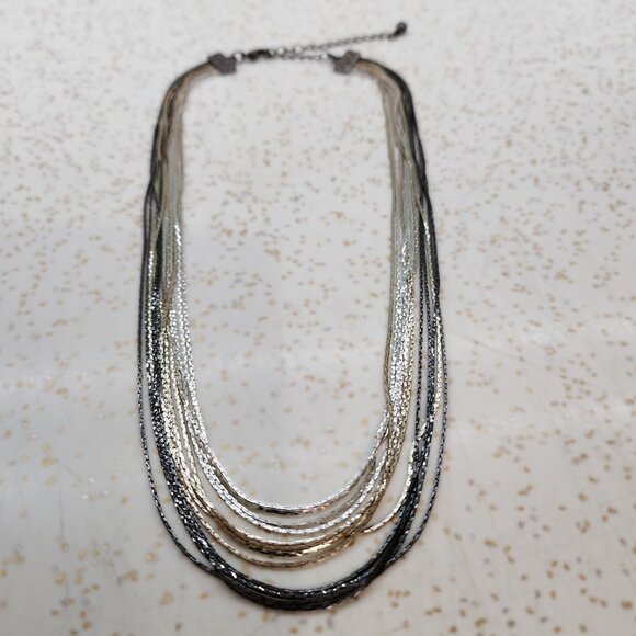 BFD Tricolor Metal Multistrand Chain Necklace - Picture 1 of 7